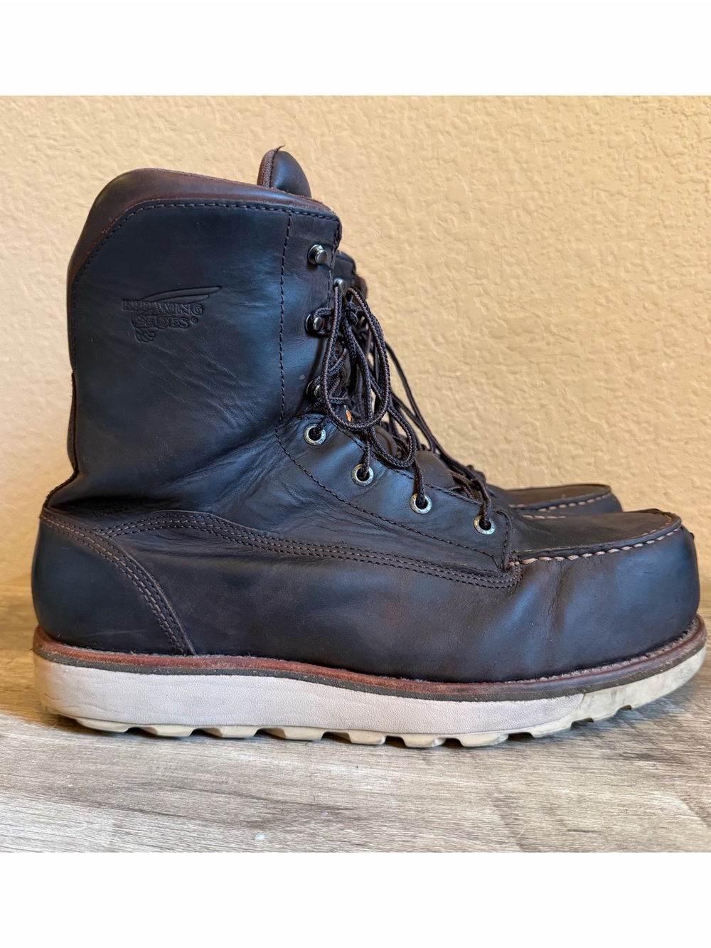 Red Wing Traction Tred Lite Composite Safety Toe work boots white wedge sole